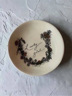 Creative Co-Op Lucky Girl Floral Trinket Tray